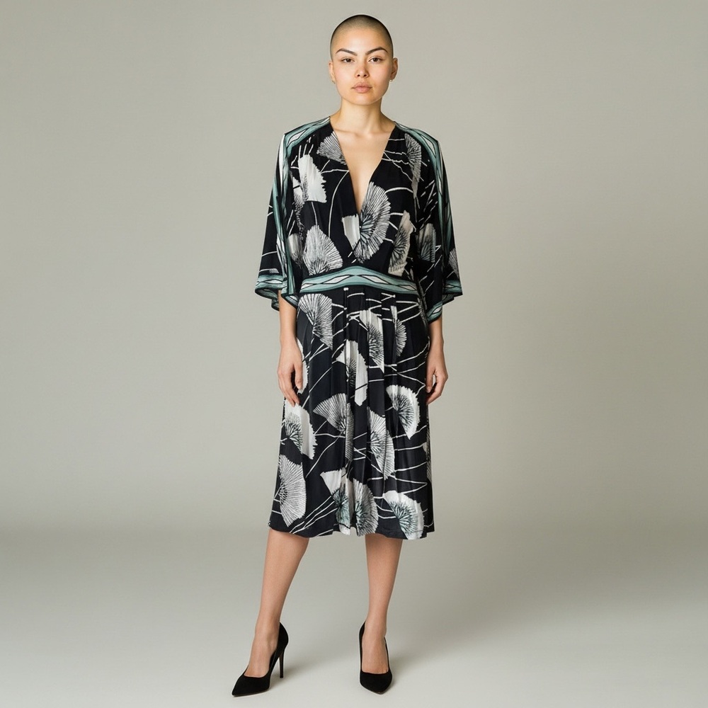 BCBGMaxAzria Black and White Midi Dress